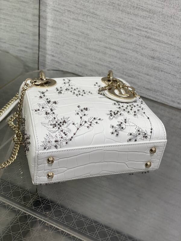 Dior Lady White croc-embossed mini crossbody — Top Quality Replica