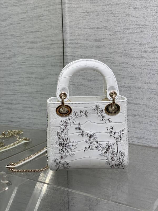 Dior Lady White croc-embossed mini crossbody — Top Quality Replica