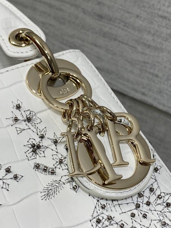 Dior Lady White croc-embossed mini crossbody — Top Quality Replica