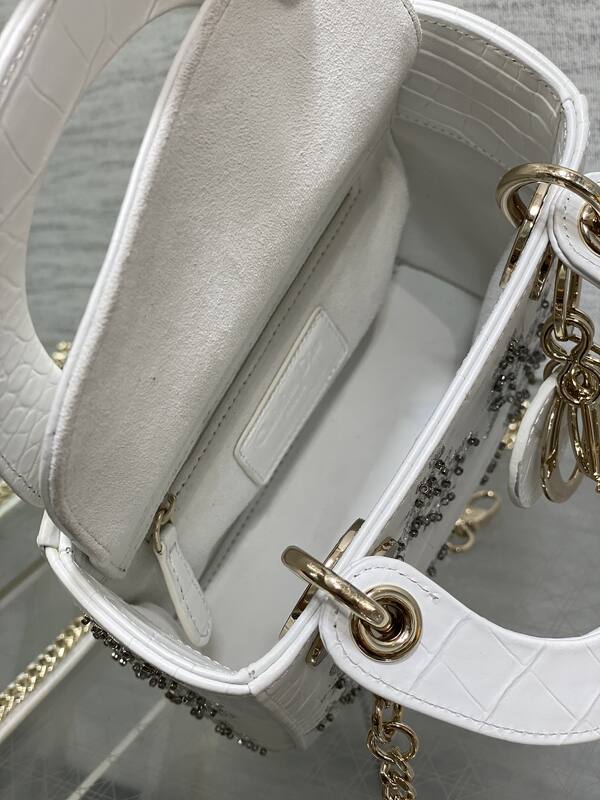 Dior Lady White croc-embossed mini crossbody — Top Quality Replica