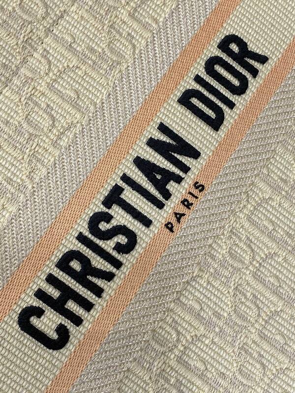 Dior Book Tote Beige Cannage canvas with brown leather trim — 1:1 Replica