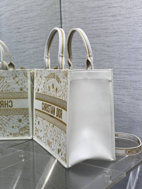 Dior Book Tote White and gold embroidery — 1:1 Replica