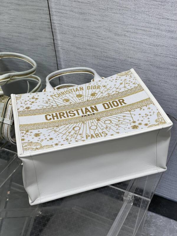 Dior Book Tote White and gold embroidery — 1:1 Replica
