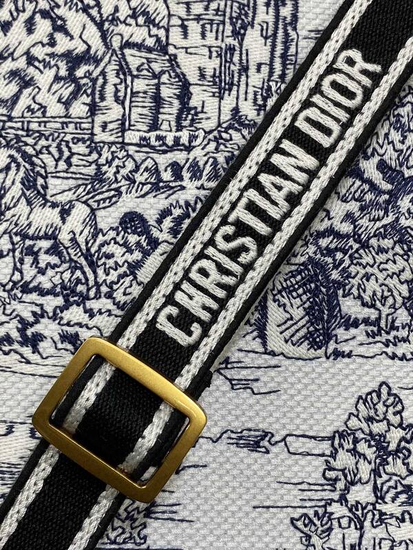 Dior Book Tote Black and White Toile de Jouy Canvas medium — Top Quality Replica