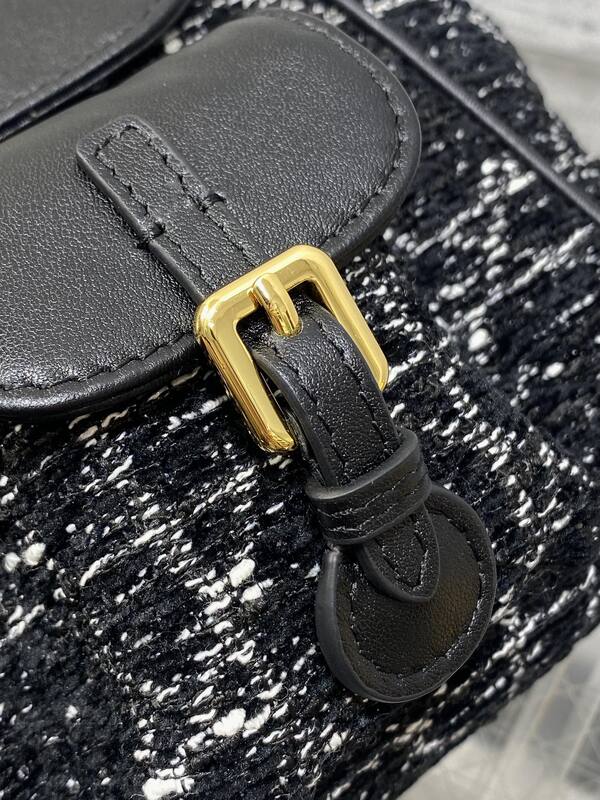 Dior Caro Black Tweed Black Leather crossbody — 1:1 Replica