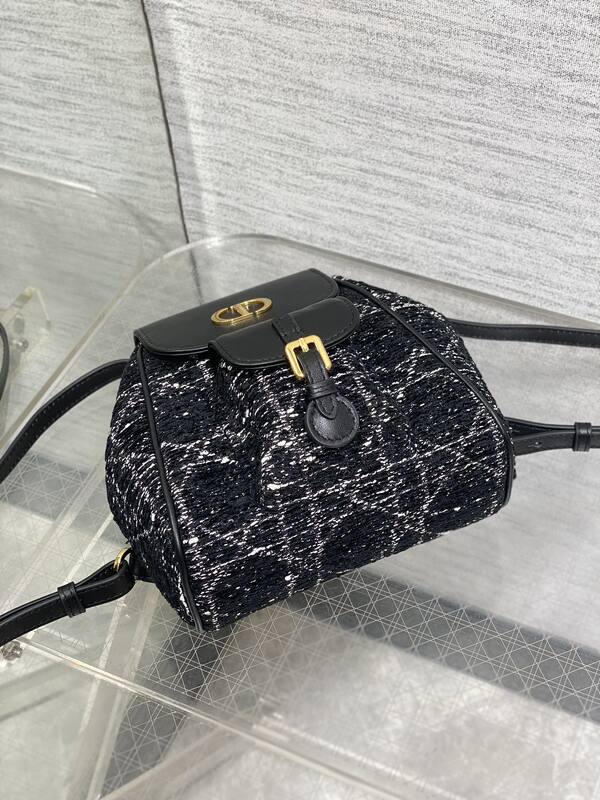 Dior Caro Black Tweed Black Leather crossbody — 1:1 Replica
