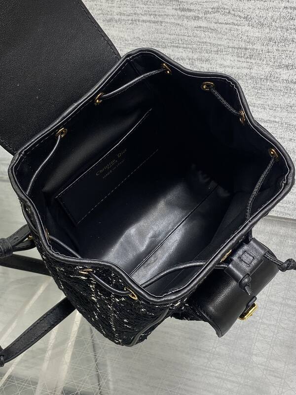 Dior Caro Black Tweed Black Leather crossbody — 1:1 Replica