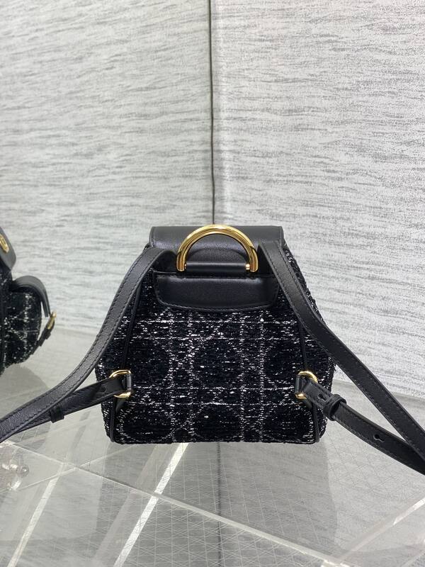 Dior Caro Black Tweed Black Leather crossbody — 1:1 Replica