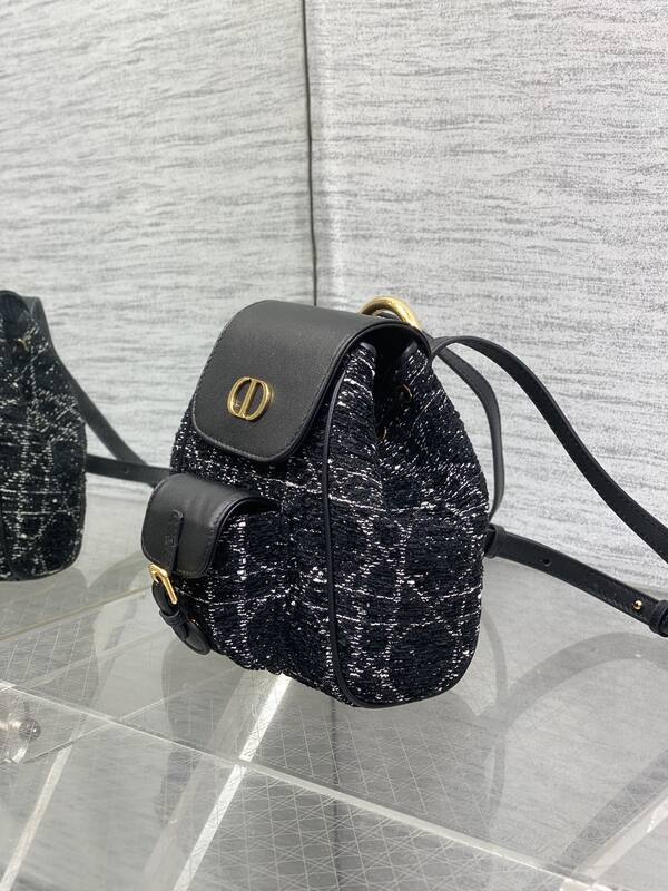 Dior Caro Black Tweed Black Leather crossbody — 1:1 Replica