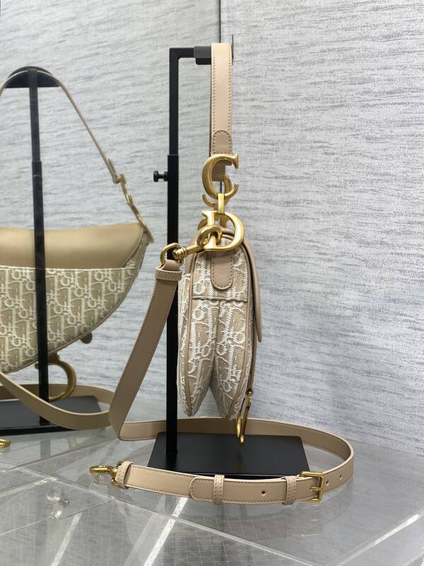 Dior Saddle Beige Oblique jacquard with tan leather crossbody — AAA Quality Replica