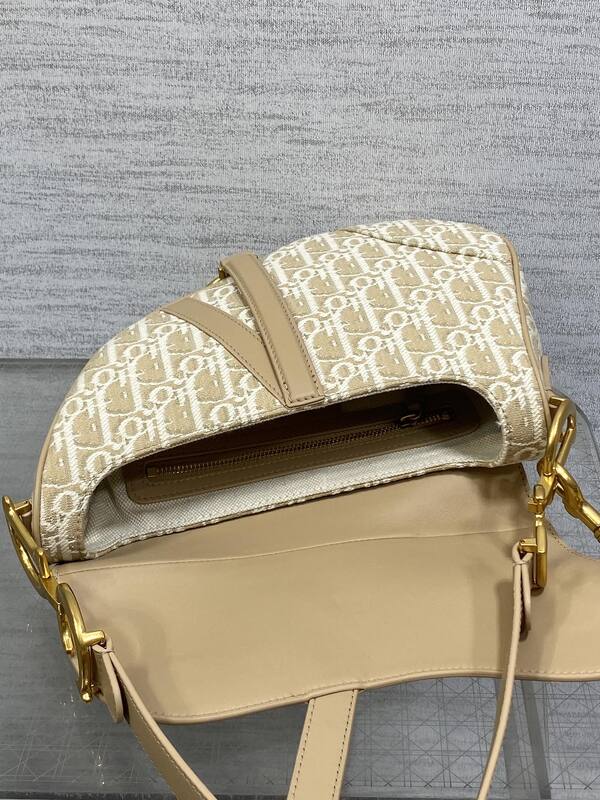 Dior Saddle Beige Oblique jacquard with tan leather crossbody — AAA Quality Replica