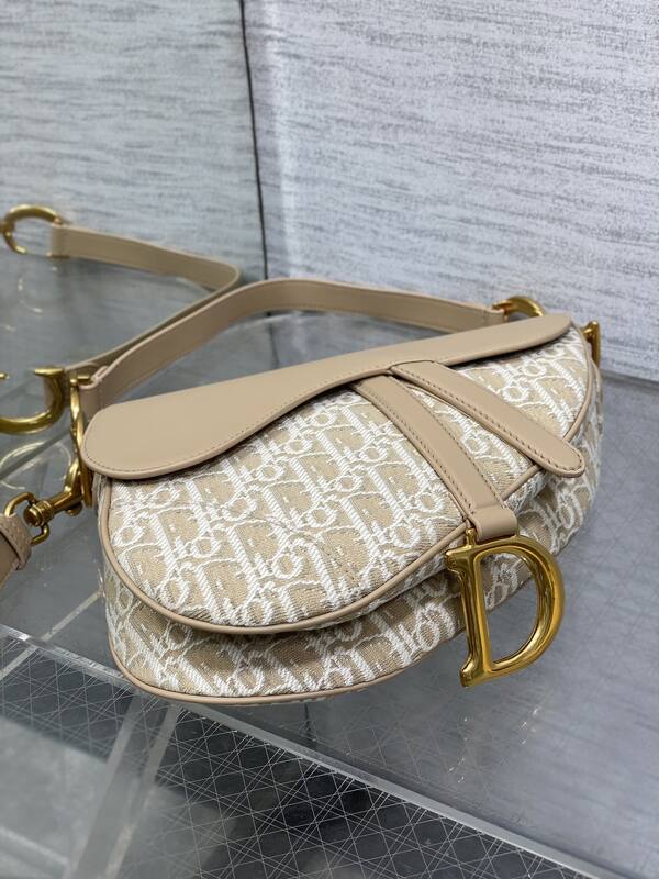 Dior Saddle Beige Oblique jacquard with tan leather crossbody — AAA Quality Replica
