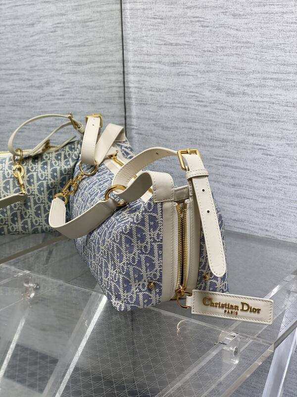 Dior Blue Oblique Jacquard with White Leather shoulder — 1:1 Replica