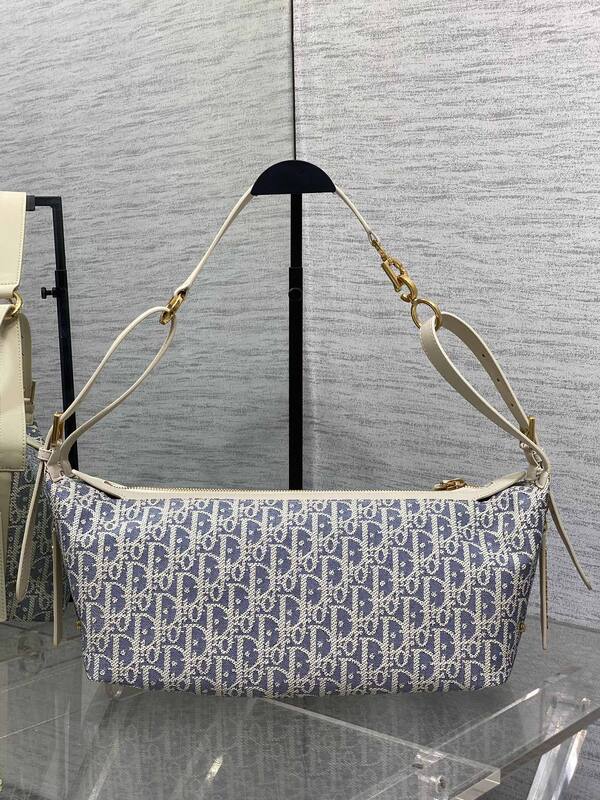 Dior Blue Oblique Jacquard with White Leather shoulder — 1:1 Replica