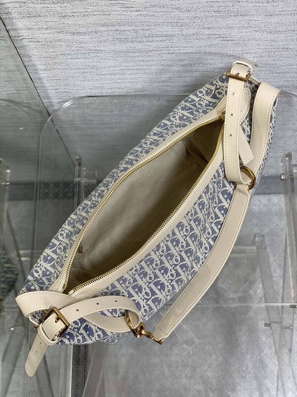 Dior Blue Oblique Jacquard with White Leather shoulder — 1:1 Replica