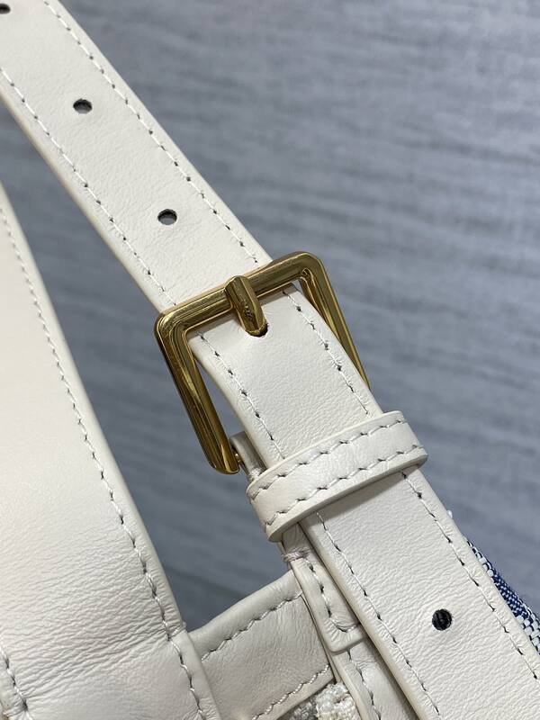 Dior Blue Oblique Jacquard with White Leather shoulder — 1:1 Replica