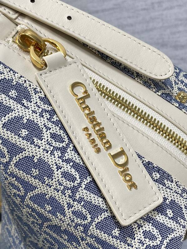 Dior Blue Oblique Jacquard with White Leather shoulder — 1:1 Replica