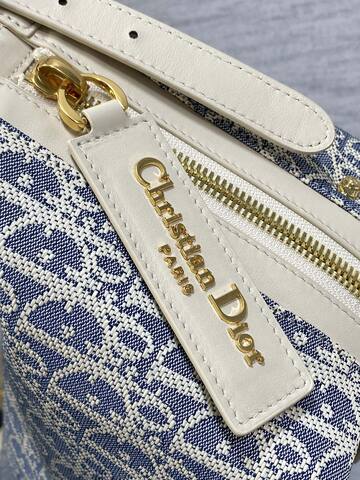 Dior Blue Oblique Jacquard with White Leather shoulder 1 1 Replica
