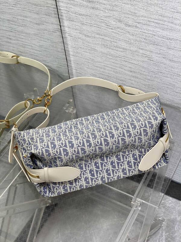 Dior Blue Oblique Jacquard with White Leather shoulder — 1:1 Replica