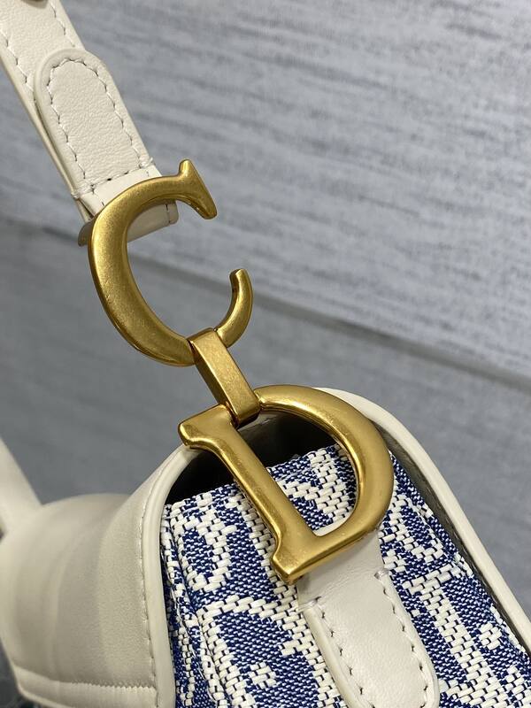 Dior Saddle Blue Oblique and White shoulder — Premium Replica