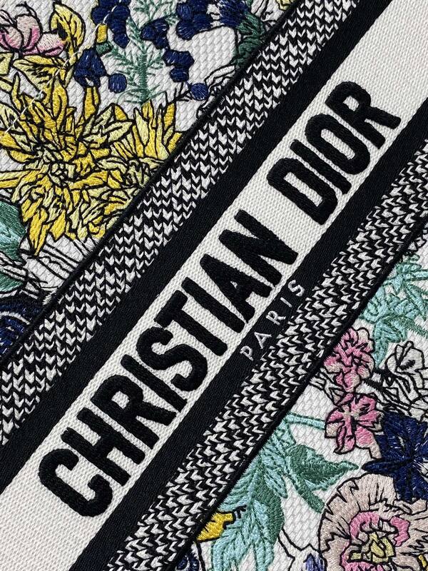Dior Book Tote White multicolor floral embroidery — AAA Quality Replica
