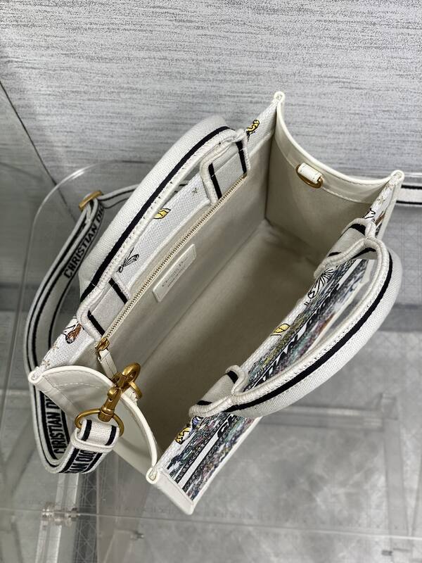 Dior Book Tote White multicolor floral embroidery — AAA Quality Replica