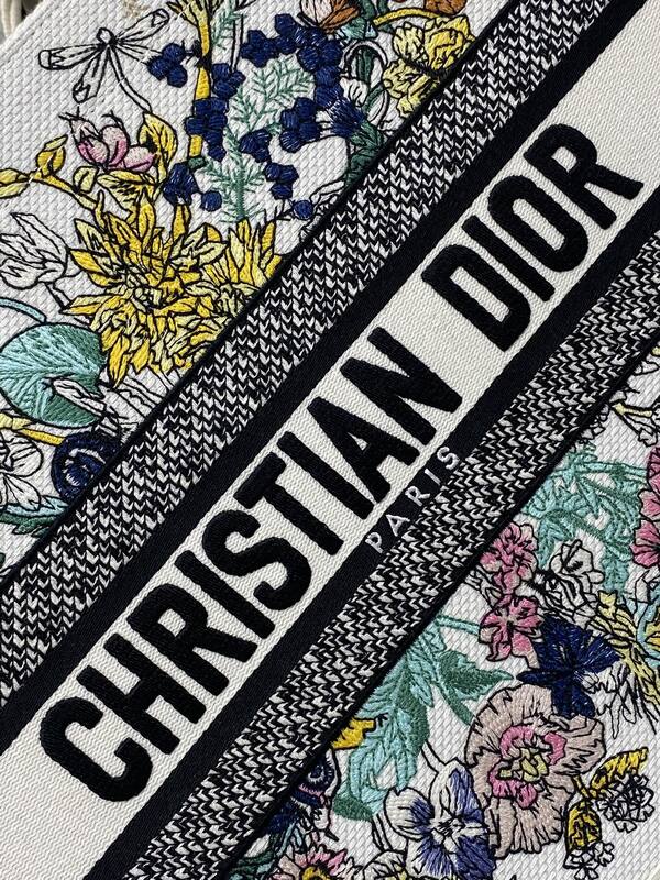 Dior Book Tote White Multicolor Floral Embroidery — Top Quality Replica