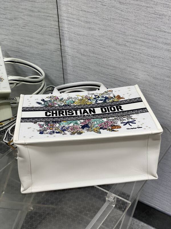 Dior Book Tote White Multicolor Floral Embroidery — Top Quality Replica