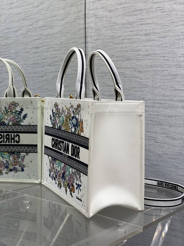 Dior Book Tote White Multicolor Floral Embroidery — Top Quality Replica