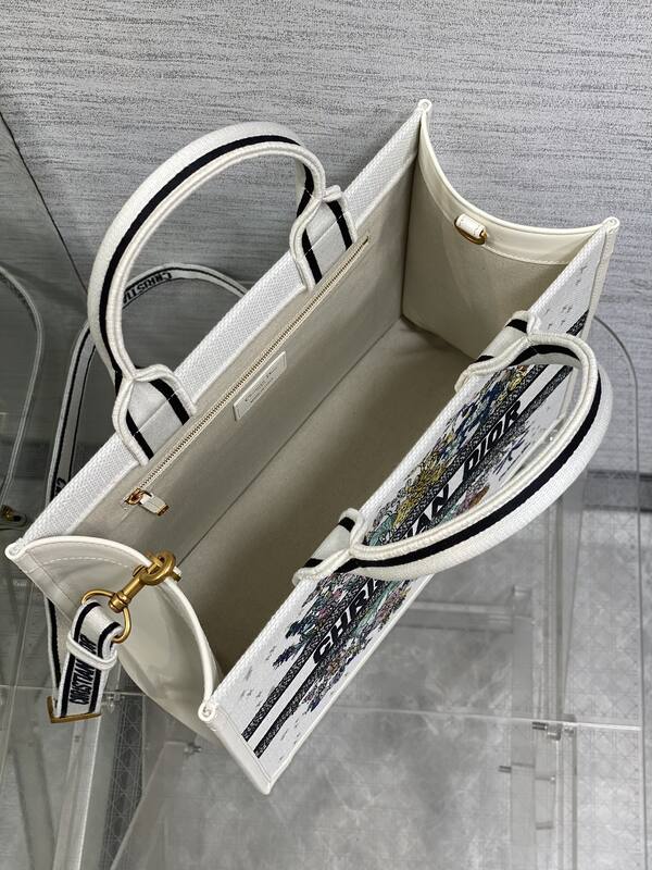 Dior Book Tote White Multicolor Floral Embroidery — Top Quality Replica