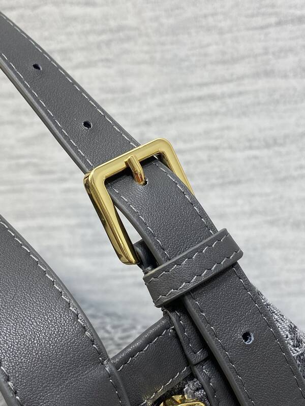 Dior Grey Black Oblique jacquard with black leather crossbody — Top Quality Replica