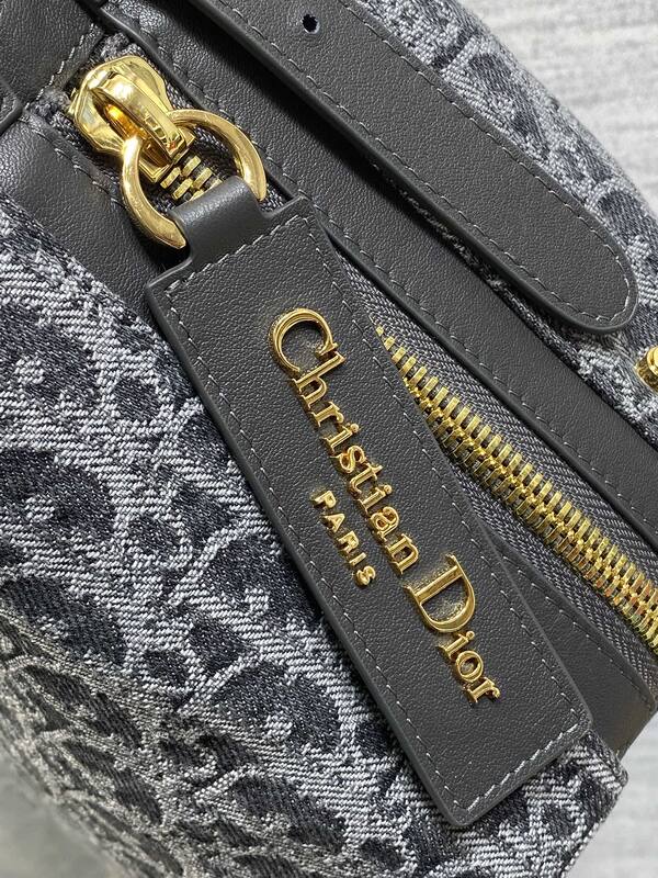 Dior Grey Black Oblique jacquard with black leather crossbody — Top Quality Replica