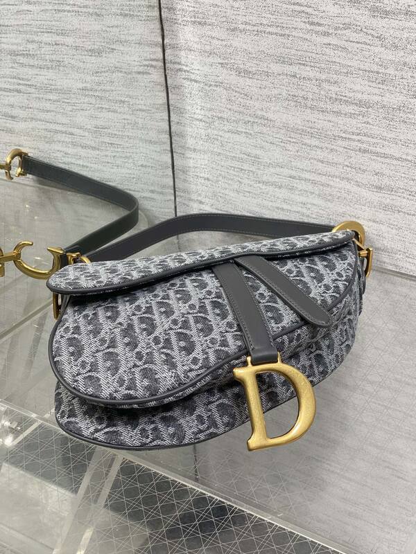 Dior Saddle Gray Black Oblique crossbody — Premium Replica