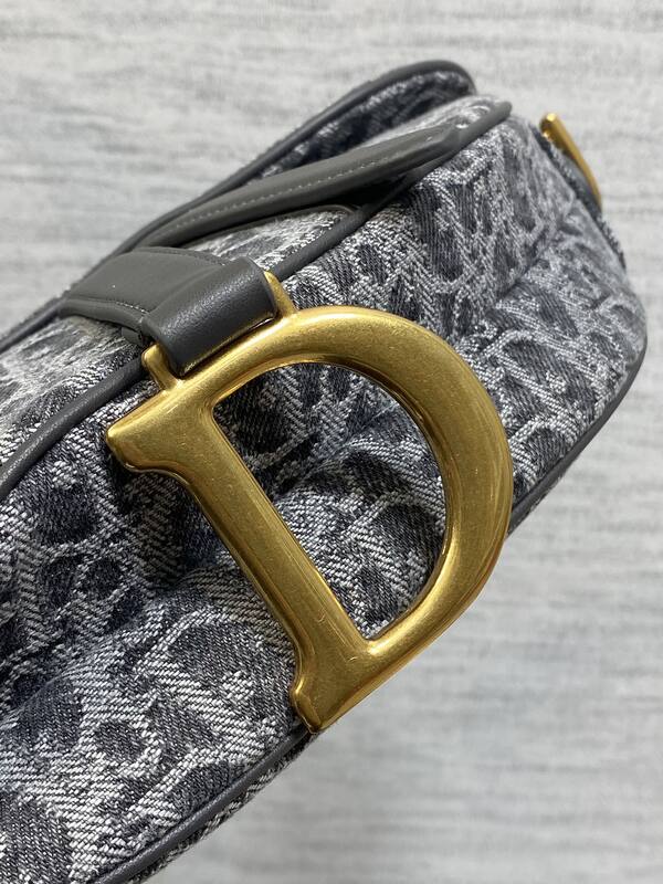Dior Saddle Gray Black Oblique crossbody — Premium Replica