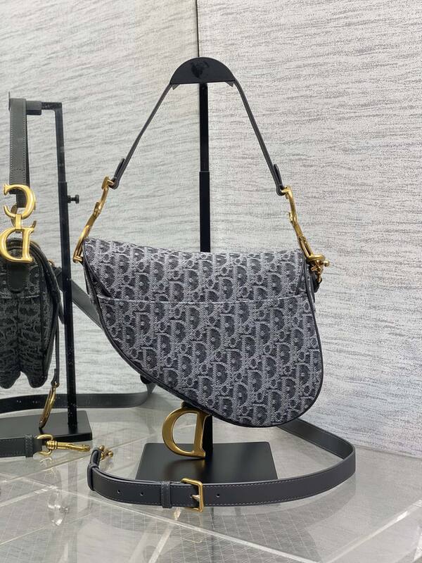 Dior Saddle Gray Black Oblique crossbody — Premium Replica