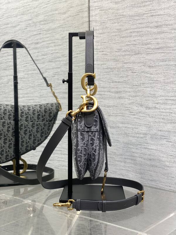 Dior Saddle Gray Black Oblique crossbody — Premium Replica