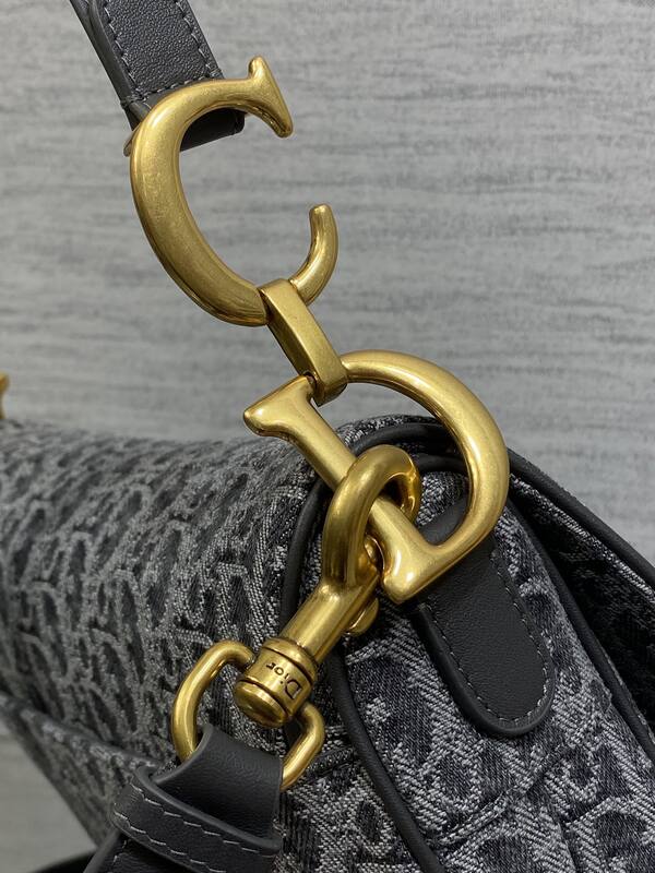 Dior Saddle Gray Black Oblique crossbody — Premium Replica