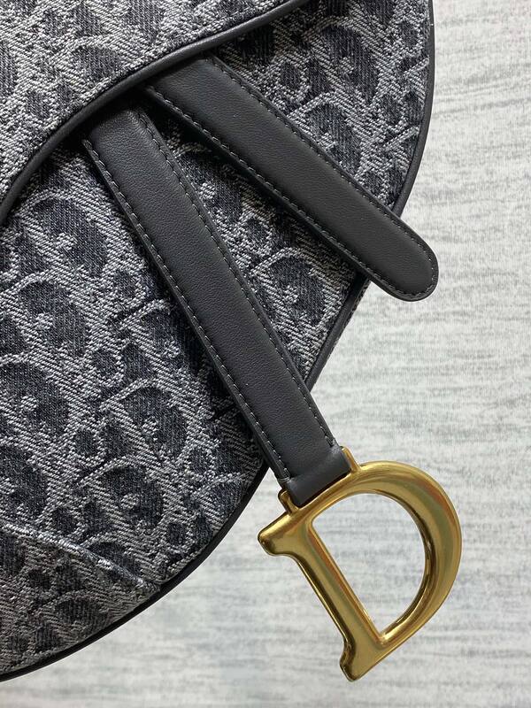 Dior Saddle Gray Black Oblique crossbody — Premium Replica
