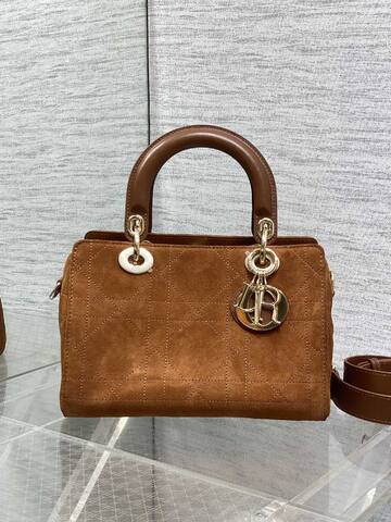 Dior Lady Brown suede crossbody AAA Quality Replica
