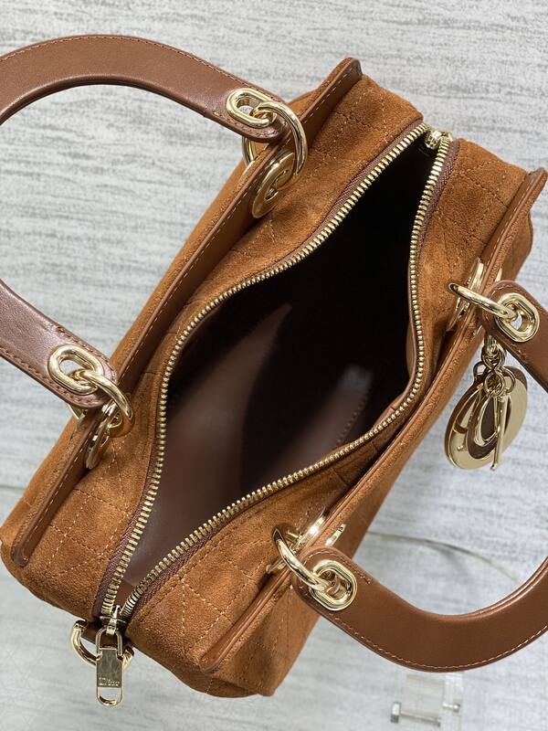 Dior Lady Brown suede crossbody — AAA Quality Replica