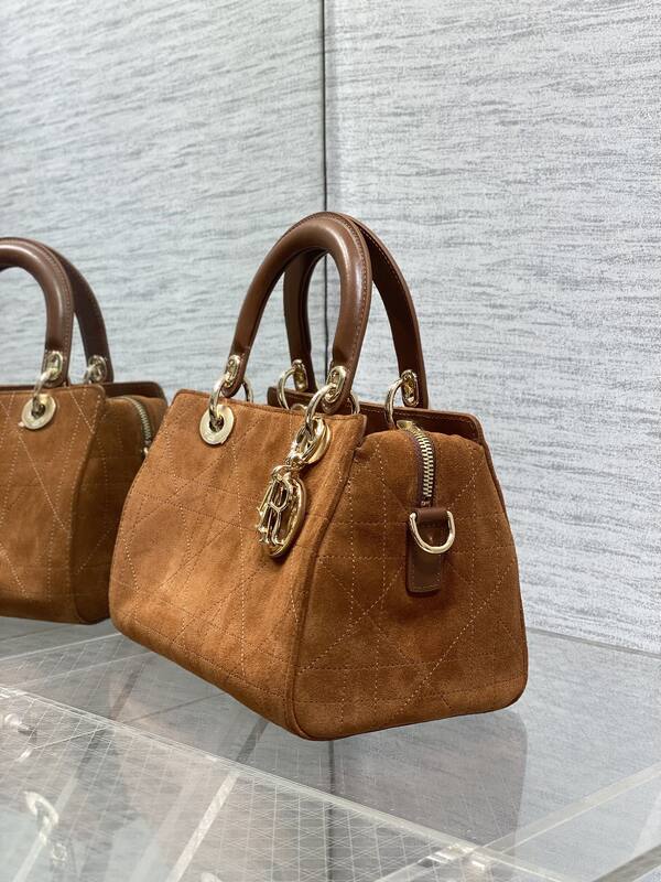 Dior Lady Brown suede crossbody — AAA Quality Replica