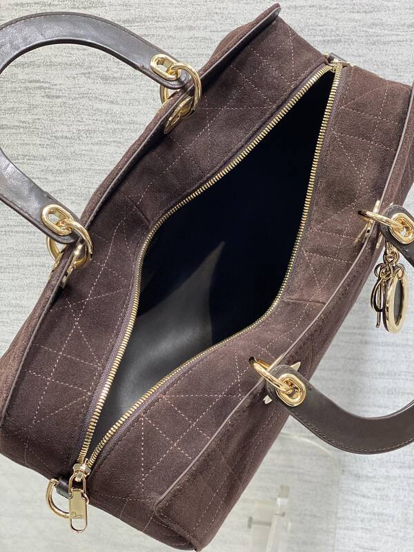 Dior Lady Brown suede shoulder — 1:1 Replica