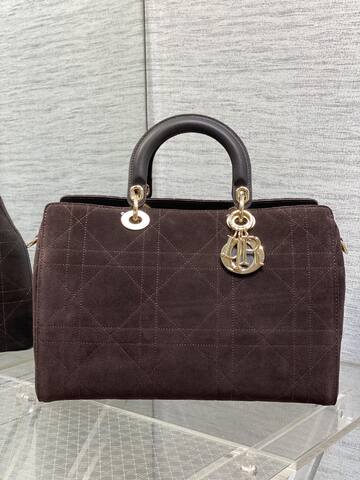 Dior Lady Brown suede shoulder 1 1 Replica