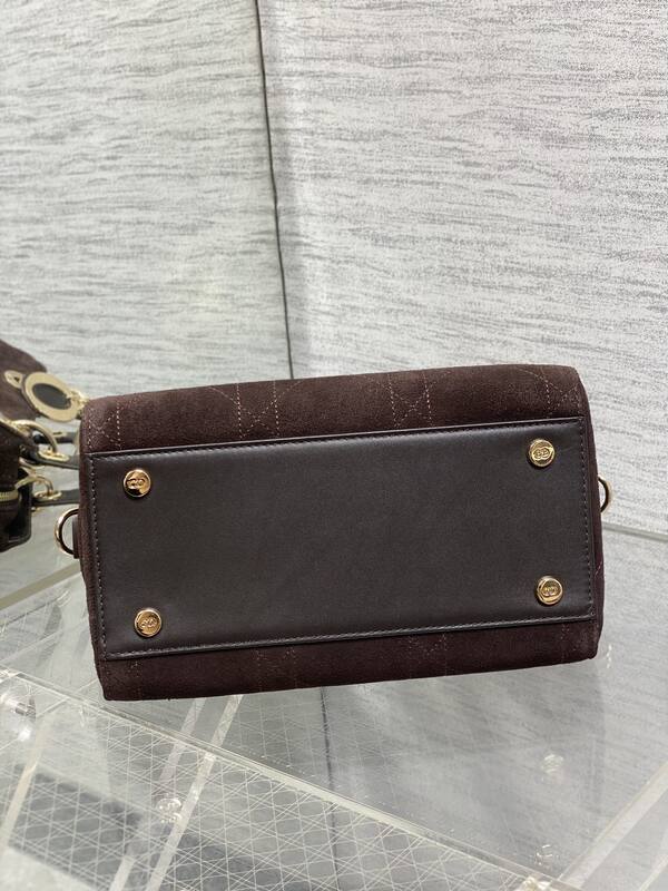 Dior Lady Dark Brown suede shoulder — 1:1 Replica