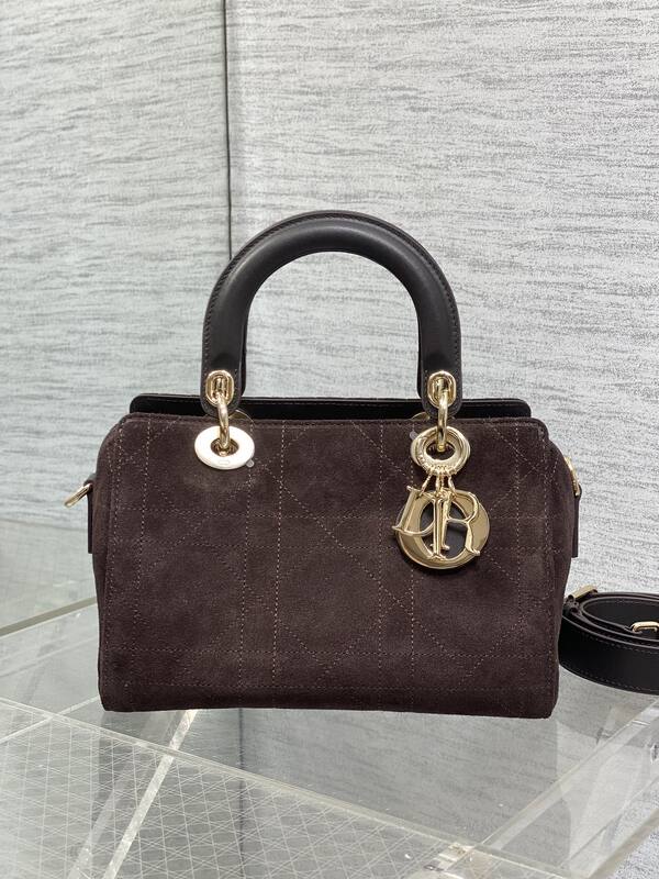 Dior Lady Dark Brown suede shoulder — 1:1 Replica