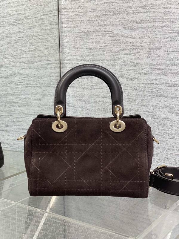 Dior Lady Dark Brown suede shoulder — 1:1 Replica