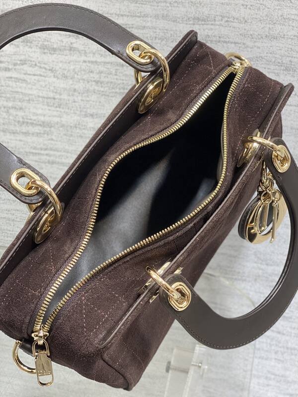 Dior Lady Dark Brown suede shoulder — 1:1 Replica