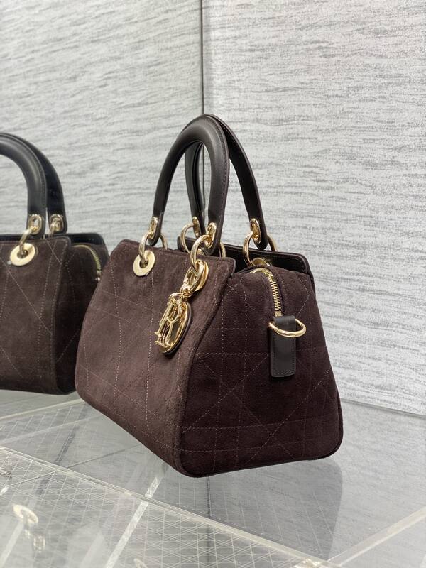 Dior Lady Dark Brown suede shoulder — 1:1 Replica