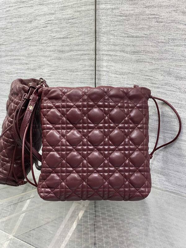Dior Lady Drawstring Pouch Burgundy crossbody — Top Quality Replica