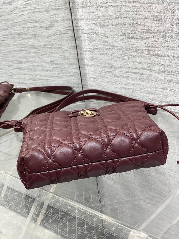 Dior Lady Drawstring Pouch Burgundy crossbody — Top Quality Replica